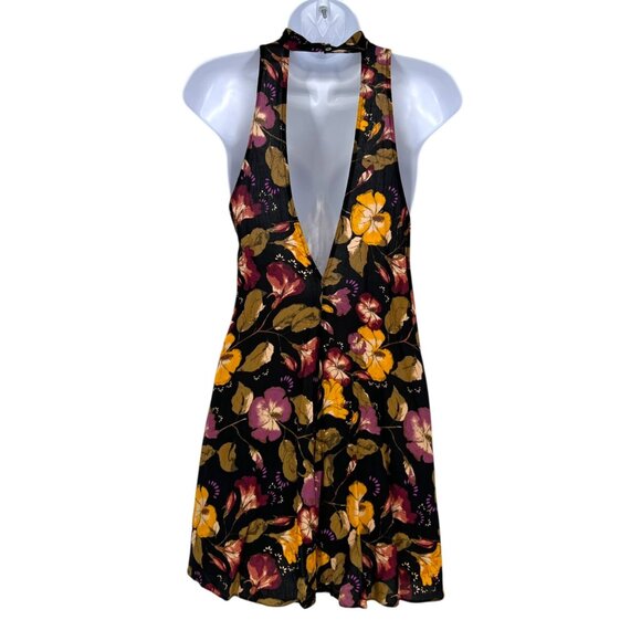 Intimately Free People Beaux Floral Halter Slip Mini Dress XS Black Multicolor - Picture 6 of 10